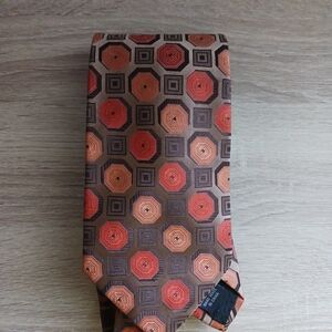 Stacy Adams Orange and Brown Geometric Tie